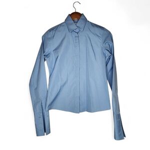 Anto Beverly Hills Bespoke Custom French Cuff Dress Shirt in Blue Size S